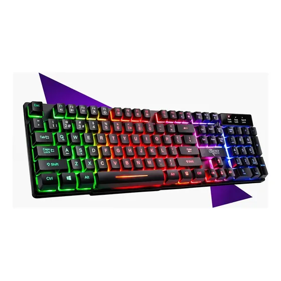 Teclado Gamer Semi Mecânico Led Rgb Abnt2 Usb Pc Computador Preto Nano Bateria