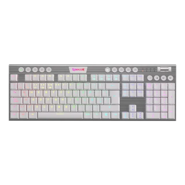 Teclado Mecánico Redragon Horus White Fs K618w-rgb Wireless Color del teclado Blanco Idioma Español