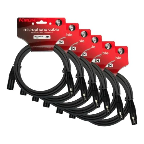 Pack 6 Cables Microfono Xlr 3 Mts Kirlin Negro Envío Gratis