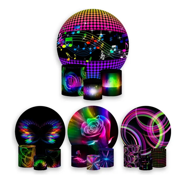 Painel De Festa 1,5x1,5 + Trio Capa Cilindro- Efeito Neon