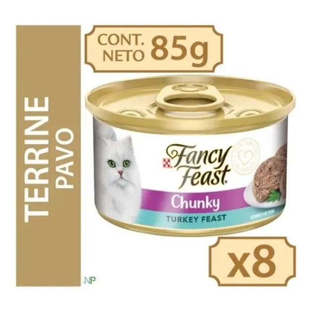 8 X Fancy Feast Terrine Con Pavo Chunky Turkey Feast 85gr Np