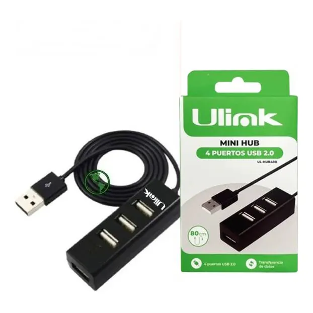 Hub Usb 2.0 4 Puertos Cable Largo De 80cm Calidad