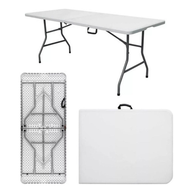 Mesa Dobrável Vira Maleta Com Alça Portátil 1.80m Para Camping Pesca Jardim Área Externa O... Mesa Dobrável Vira Maleta Com Alça Portátil 1.80m Para Camping Pesca Jardim Área Externa O...