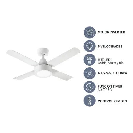 Codini VTIAR42MB ventilador de techo con motor inverter, 1,06 m, 4 aspas