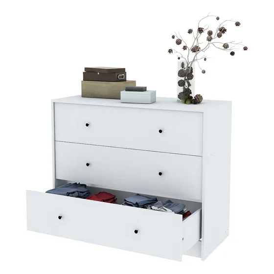 Cómoda Centro Estant Blanca 3 Cajones Alto 83cm Ancho 100cm Color Blanco