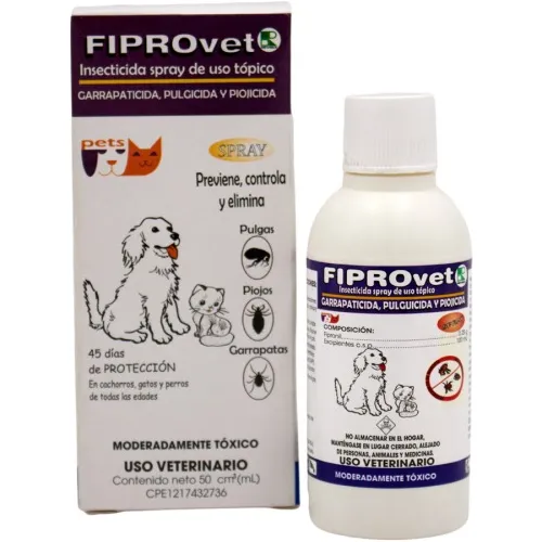 Fiprovet  50 Ml Fipronil, Contra Garrapatas Pulgas Piojos
