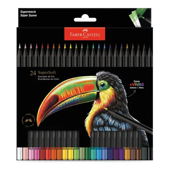 Lápis De Cor 24 Cores Supersoft Profissional Faber Castell