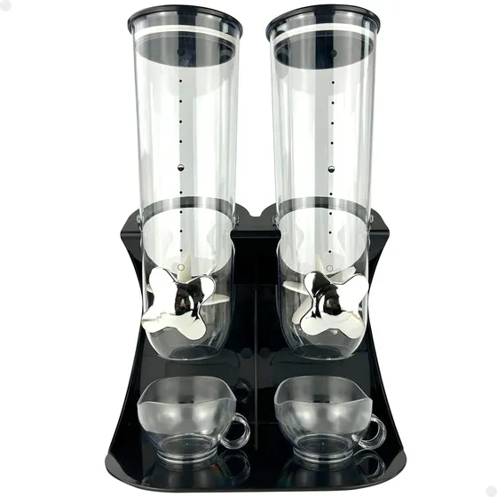Dispenser Duplo de Cereais Lorben 3L Controle de Porção Compartimentos Herméticos Ideal para Grãos Sementes e Alimentos Secos
