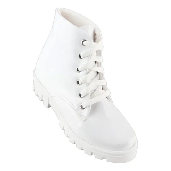 Botas Niña Juvenil Charol Blanco Vestir Moda Cómodas 900-cb
