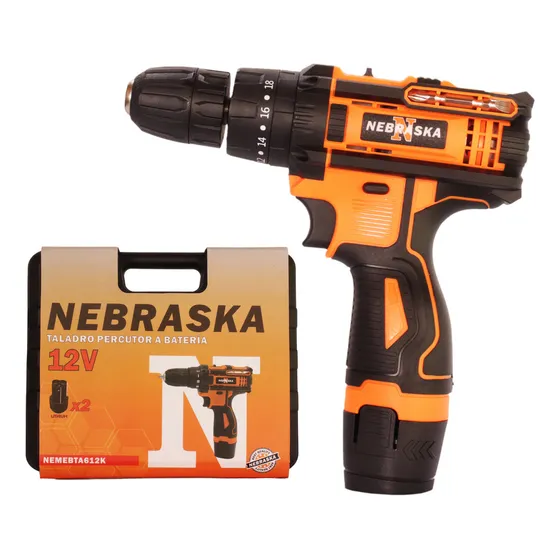 Taladro Atornillador Nebraska Nemebta612k 10mm con Maletín de transporte Color Naranja Frecuencia 50