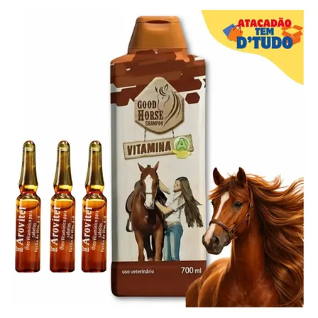 Kit Shampoo De Cavalo Good Horse +3 Vitamina A +e Arovitel