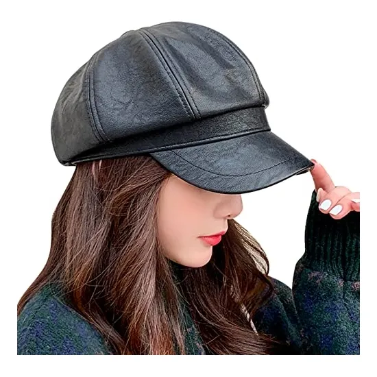 Boina De Cuero Para Mujer Estilo Casual