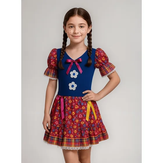 Vestido Capirinha Menina Infantil Festa Junina Arraiá Escola