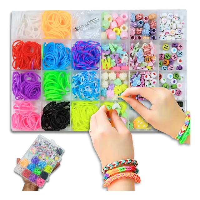 Kit Loom Bands Pulseira Elásticos Miçanga Caixa Organizadora