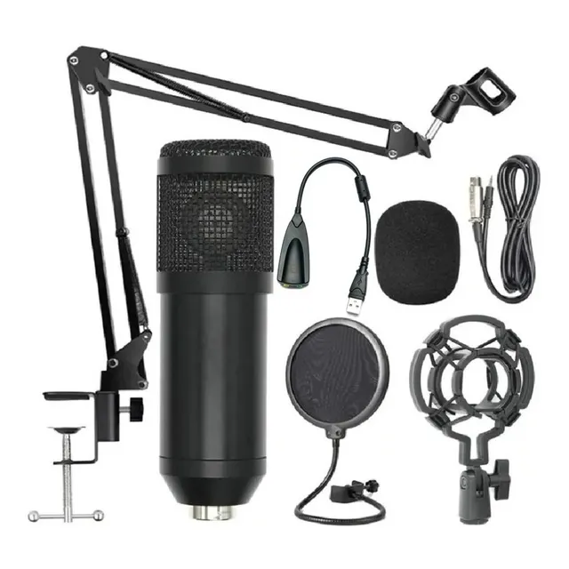 Micrófono Usb Miniplug + Brazo + Araña + Anti Pop + Capuchón