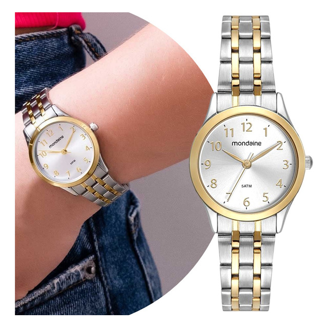 Kit Relógio Mondaine Feminino Bicolor Com Semijoia 32608lpmkbe3k1 Kit Relógio Mondaine Feminino Bicolor Com Semijoia 32608lpmkbe3k1