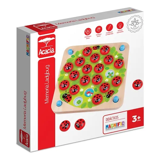 Juego De Memoria Ladybug Juguete Didactico Madera Magnific