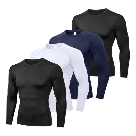 Set X4 Remera Térmica Deportiva Manga Larga Hombre - El Rey