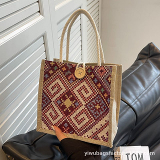 Bolsa De Almuerzo Para Mujer, Estilo Étnico, Algodón Y Lino, Bolsa De Almuerzo Para Mujer, Estilo Étnico, Algodón Y Lino,