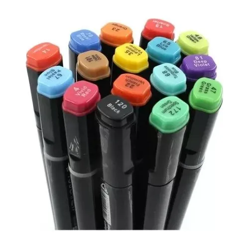Kit De Marcadores Doble Punta Base Alcohol Con Estuche