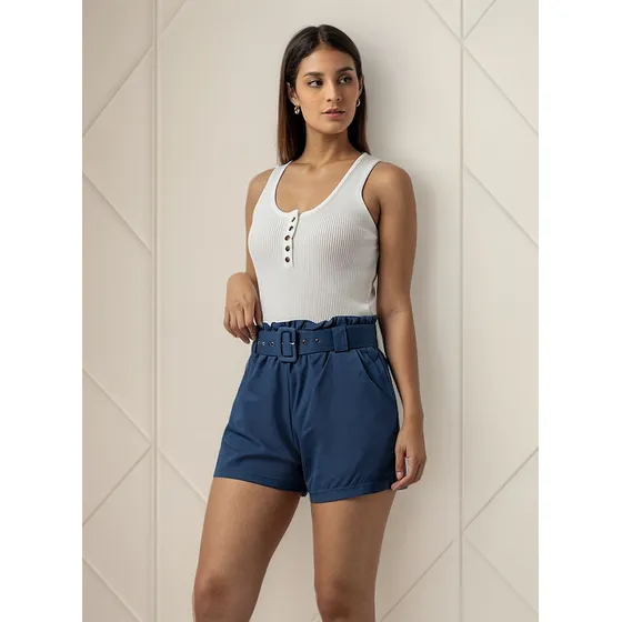 Polo De Hilo Sin Mangas Mujer Color Blanco