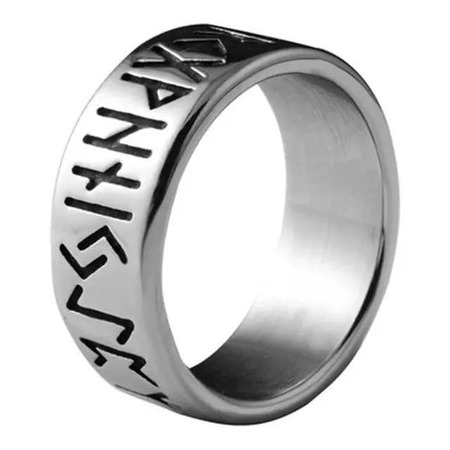 Anillo Runas Vikingas Nórdico Amuleto En Acero Inoxidable
