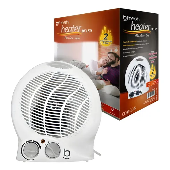 Termoventilador Eléctrico Portátil B-Fresh 2000W Blanco 3 Niveles de Calor Ajustable - Protección Anti vuelco y sobrecalentamiento | Eco Calor eficiente