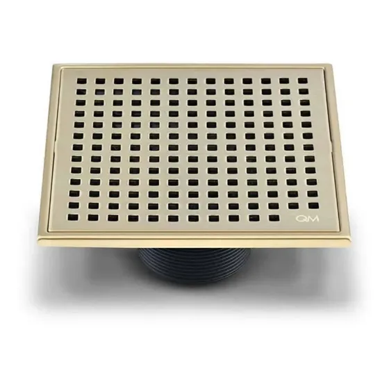 Desague Rejilla Centro Piso Cuadrado 14,5 Cm Dorado Qm Mira