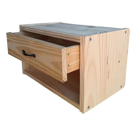Mesa De Luz Flotante Con 1 Cajon 1 Espacio De Pino Economico