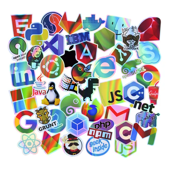 Kit 49 Adesivos Notebook Geek Nerd Sticker Retro Holográfico