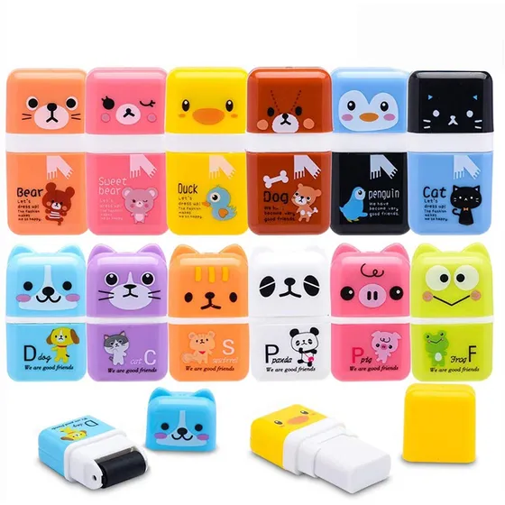 Juego De Gomas De Borrar En Forma De Animales X12 Unidades