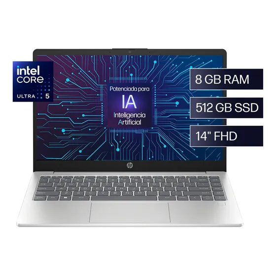 Portátil HP 14-ep1001la Intel Core Ultra 5 8GB RAM 512GB SSD FHD Windows 11 Home Single Language 14"