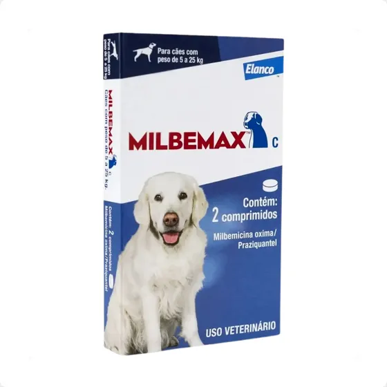 Vermífugo Milbemax Cães 5 - 25kg C/ 2 Comprimidos Elanco