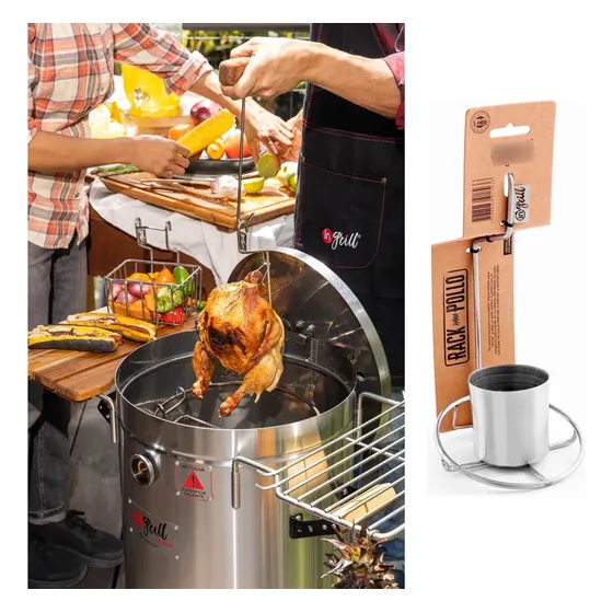Rack Para Pollo Barril Ahumador Asador En Acero Inoxidable