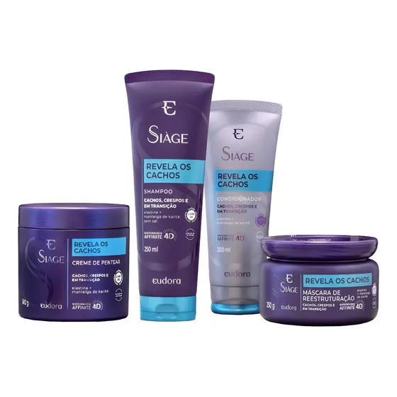 Eudora Siage Cachos Shampoo, Condi, Máscara E Creme Pentear
