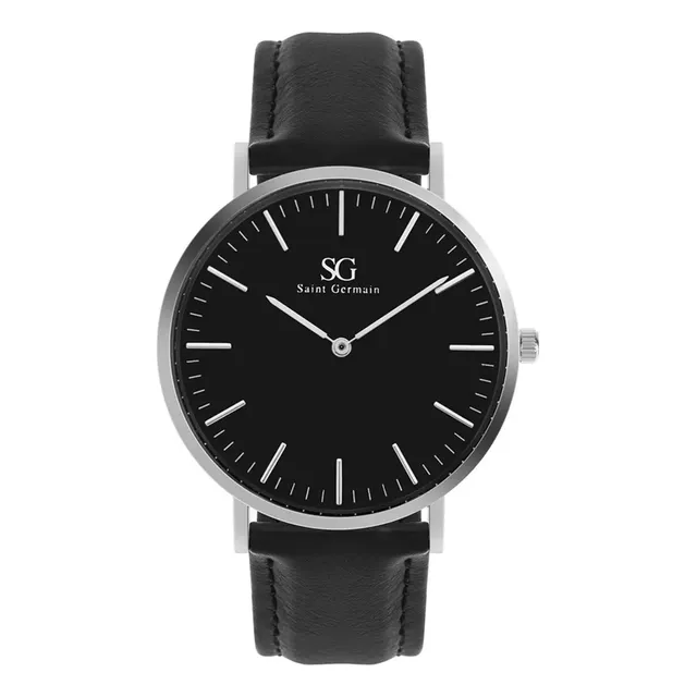 Relógio Masculino Saint Germain Murray De Quartzo Com Pulseira Preta E Caixa Prateada De 40mm Preto Prateado