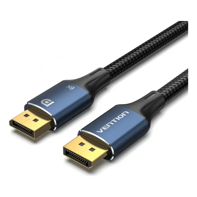 Cable Display Port 1.4 Vention - Certificado Profesional - 8k Hdr G-sync Hdcp Earc - Hasta 240hz 32 Gbps -  3 Metros - Metal Trenzado - Premium Gaming - Para Pc Gamer Consola Monitor Pantalla - Hceli