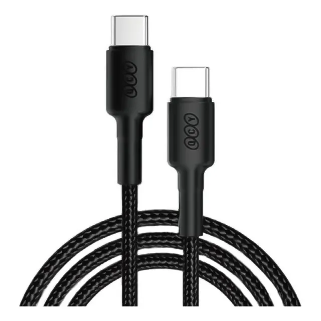 Cable De Carga Rapida Y Datos Qcy Dc20 Potencia 100w Tipo C 1.2m Color Negro