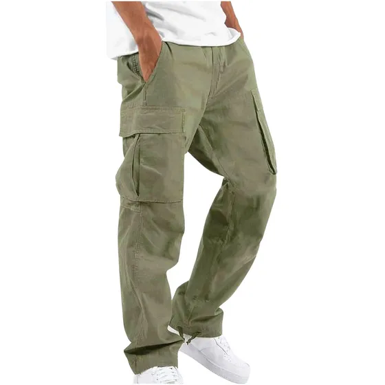 1z Pantalón Hombre Liso Múltiples Bolsillos Exterior Recto 6