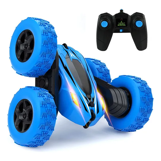 MRT Carro de Control Remoto Fuera de la carretera 4WD Acrobático Recargable Rotación de 360° para Niños Azul