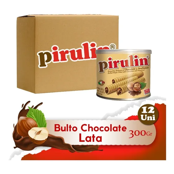 Pirulin Chocolate Lata 300 Gr Bulto De 12 Unidades