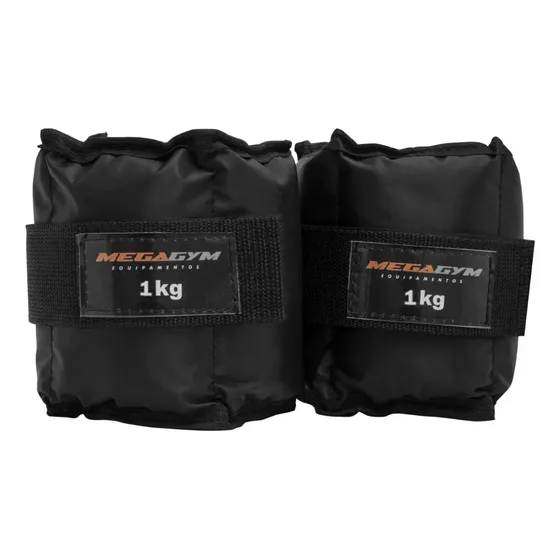 Par Caneleira Tornozeleira de Peso 1kg Profissional para Exercícios Musculação Cor Preto