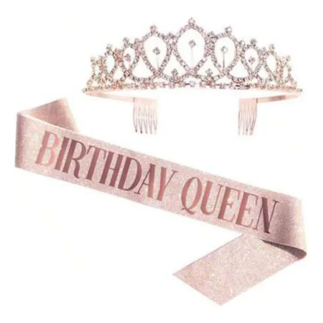 Tiara Corona + Banda Reina Princesa Cumpleaños Para Chicas
