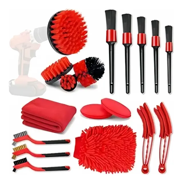 Kit 18 Piezas Limpieza De Auto Interior Y Exterior