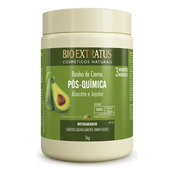 Banho De Creme Pós Quimica Abacate E Jojoba 1kg Bio Extratus