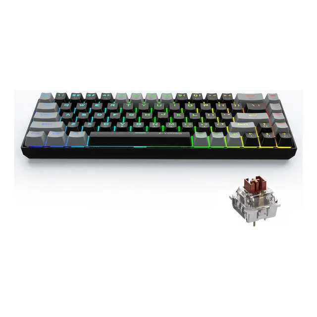 Teclado Mecánico 60% Rgb Teclado Para Juegos Profesional Teclado Black-brown Switch Idioma Inglés Us