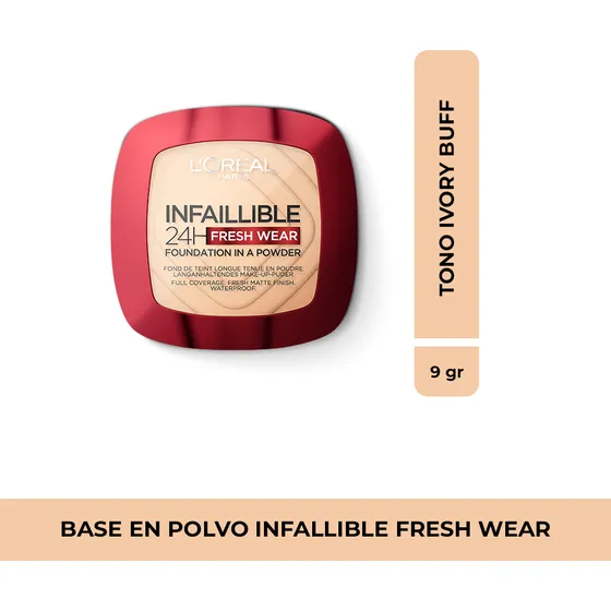 Polvos Compactos Infallible 24H Fresh Wear Tono Ivory Buff 9g L'Oréal Paris Maquillaje