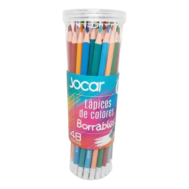 Lápices 2B De Colores Borrables Jocar 48 Pz