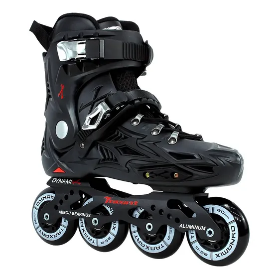 Patins Traxart Freestyle Dynamix Preto 80mm Abec-7 + Brinde 