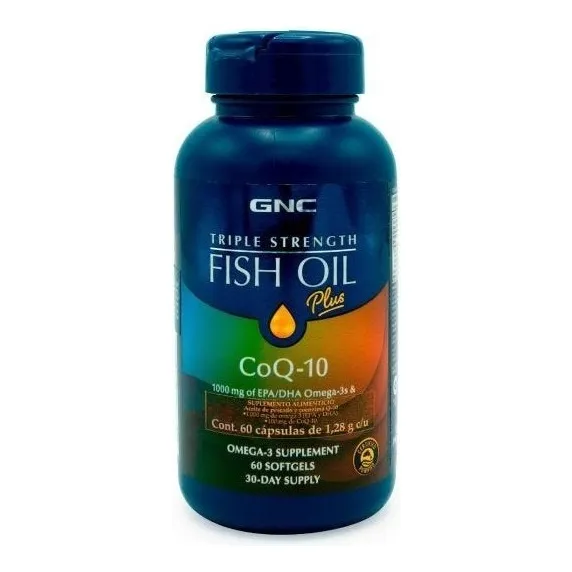 Gnc Triple Strength Fish Oil 1400 + Coq-10, 60 Cápsulas